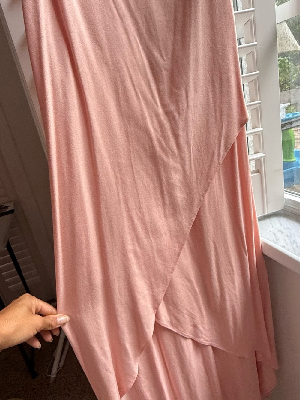 Mickey & Jenny Asymmetrical Wrap Maxi Dress in Soft Pink